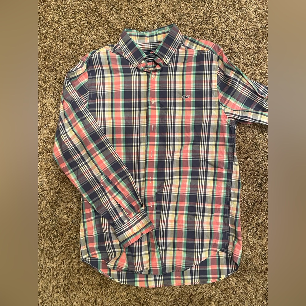 Vineyard, vines, men’s multicolored dress shirt